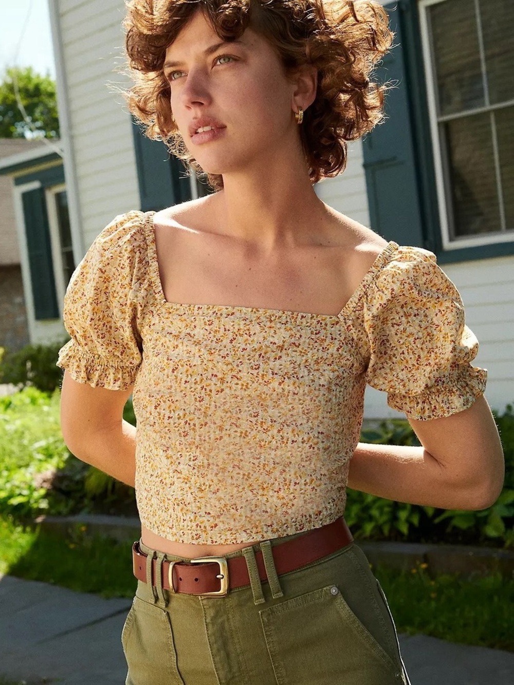 Madewell Hopewell Crop Puff Sleeve Top
